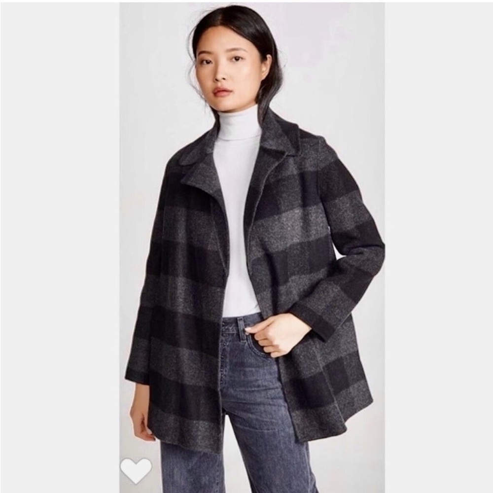Theory Checkered Wool Coat
